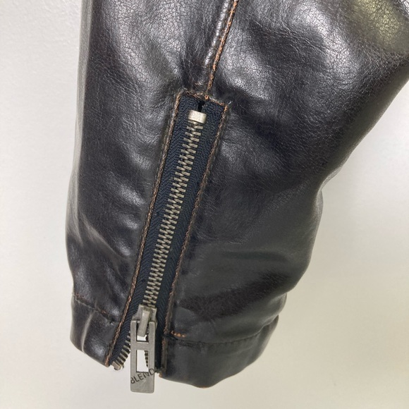 Vintage Men’s Brown Bomber Jacket w Cream Sides and Stripes on Sleeves, Large - Picture 10 of 15